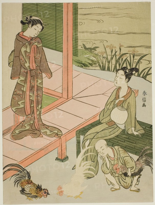 Watching a Cockfight at the Edge of the Veranda, c. 1767/68.