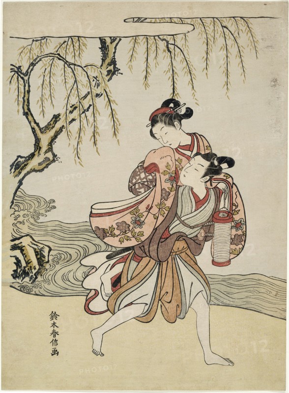 The Elopement (parody of Akutagawa episode from "Tales of Ise"), c. 1767.