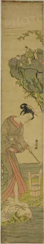 Two Sages Gazing at a Beauty Treading Cloth (parody of Kume Sennin), c. 1769.