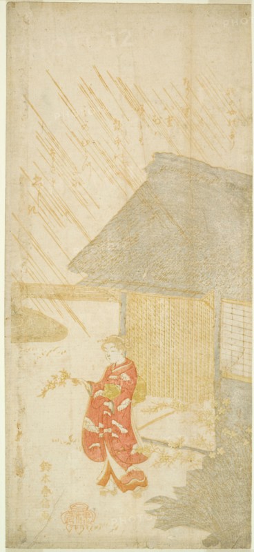 Young Woman Holding a Kerria Branch (parody of Ota Dokan), c. 1764/65.