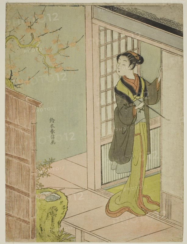 Beauty Admiring a Bush Warbler Singing in a Plum Tree, c. 1767/68.