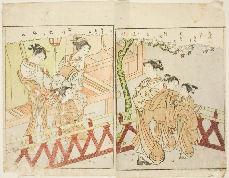 Double-page Illustration from Vol. 2 of "Picture Book of Spring Brocades (Ehon haru no nishiki)", 1771.