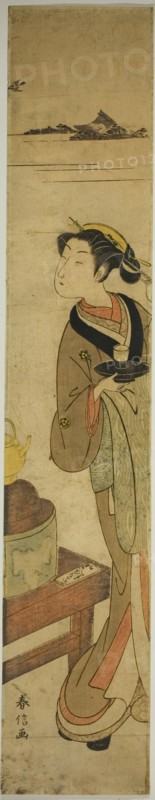 The Waitress Osen of the Kagiya teahouse Carrying a Cup of Tea, c. 1769/70.