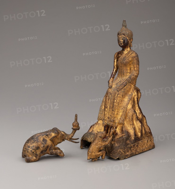 Buddha Meditating in the Forest Attended by Animals, 19th century.