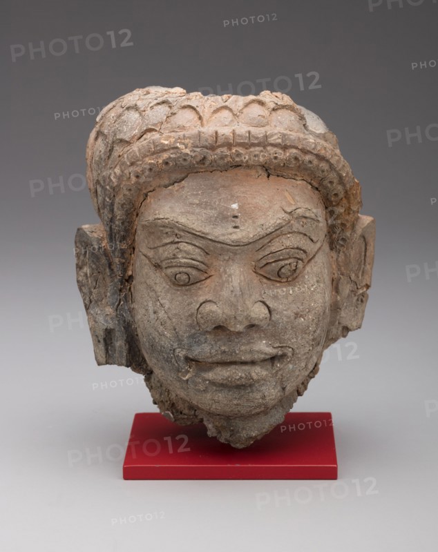 Head of a Male Deity (Deva), Haripunjaya period, 11th/12th century.