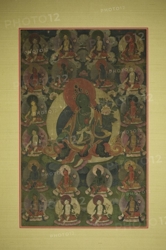 Painted Banner (Thangka) of Green Tara Surrounded by Twenty Manifestations, 18th century.