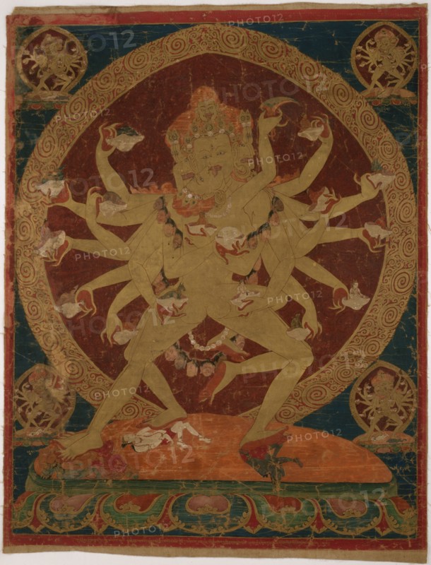 Painted Banner (Thangka) of Skull-Cup Bearing (Kapâladhara) Hevajra, c. 1604.