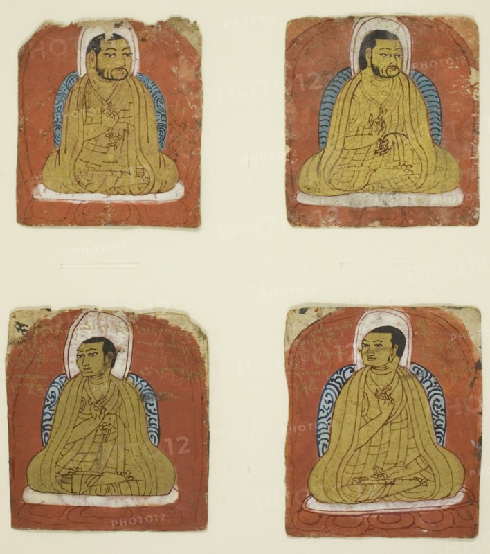 Four Miniature inscribed portraits of four Lamas, 14th century.