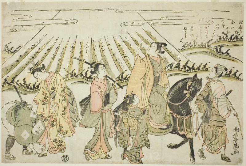 A parody of Narihira's eastern journey, c. 1764.