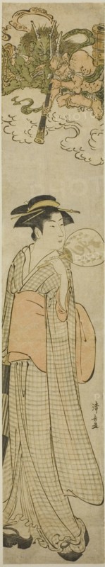 Thunder gods peeping at a beauty through a telescope, c. 1782.