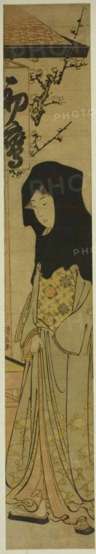 Woman Wearing Black Hood in Front of the Hatsutaka Teahouse, c. 1783.