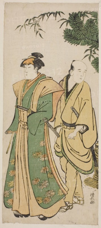 The Actor Segawa Kikunojo III and his attendant making cermonial rounds at New Year's, c. 1783.