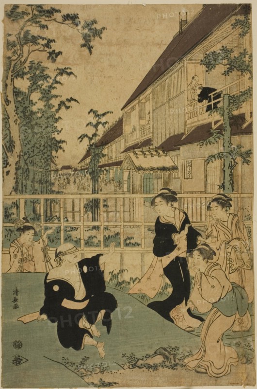 Outdoor Amusements at the Kankanro Teahouse in Yoshiwara, c. 1794.