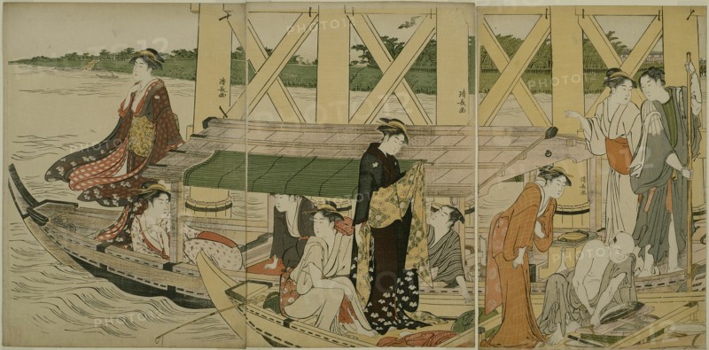 Pleasure Boats below Azuma Bridge, c. 1784.