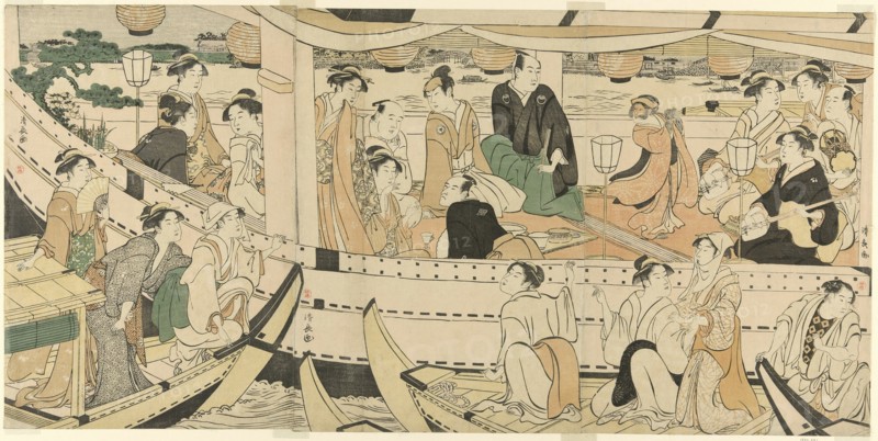 An Actors' Boating Party on the Sumida River, c. 1789.