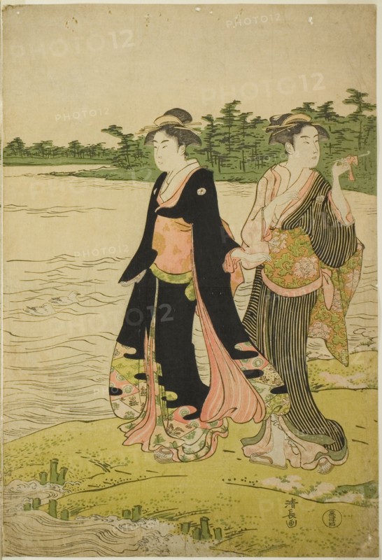 Two Women Waiting for a Ferry on the Sumida River, c. 1787.
