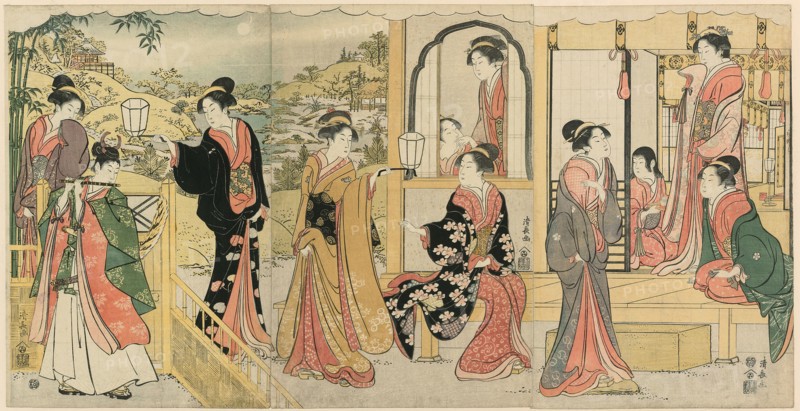 A Modern Version of Ushiwakamaru Serenading Princess Joruri, c. 1785.