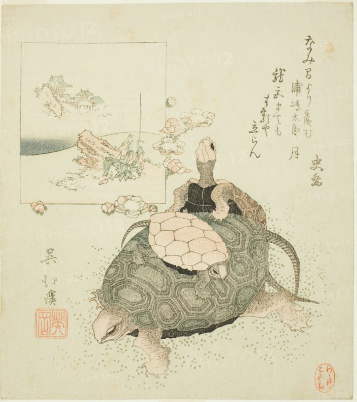 Sea turtles and Urashima Taro, c. 1825.