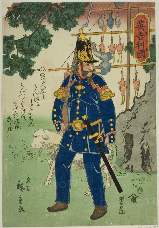 England (Igirusu), 1860. A European seen through Japanese eyes.