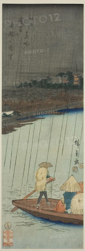 Distant View of Kinryuzan Temple from Asakusa River, from the series "Famous Places in Edo (Edo meisho)", 1852.
