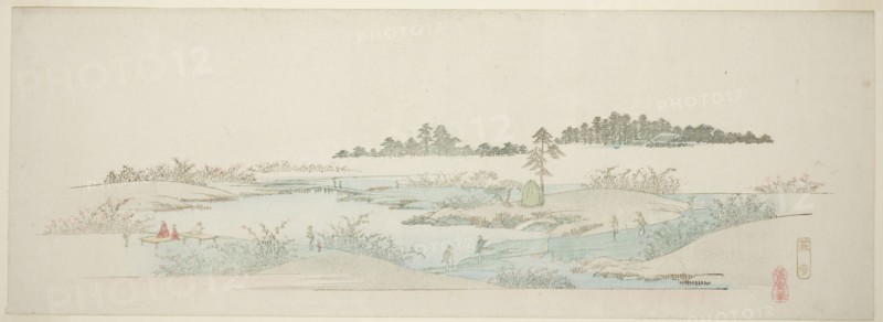 Hagi Temple (Hagidera), from the series "Thirteen Views of the Environs of Edo", c. 1837/44.