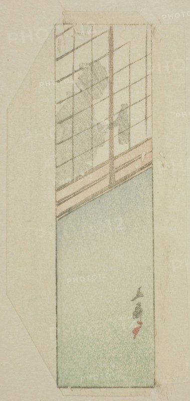 Envelope of woman behind sliding screens, n.d.