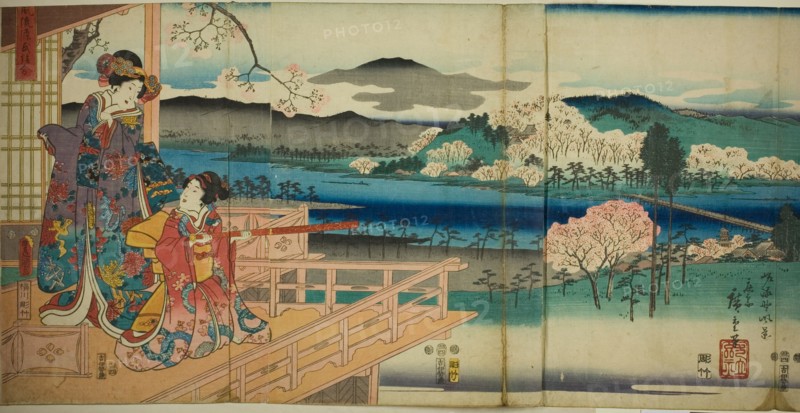 View of Sagano (Sagano fukei), from the series "A Modern Genji Picture Contest (Furyu Genji e-awase)", 1853.