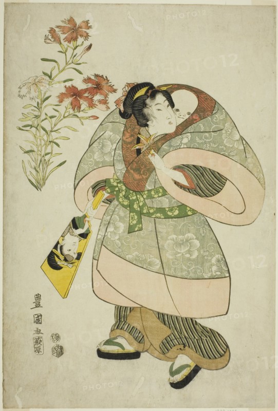 Pinks: nurse and baby, from an untitled series of beauties and flowers, 1812.