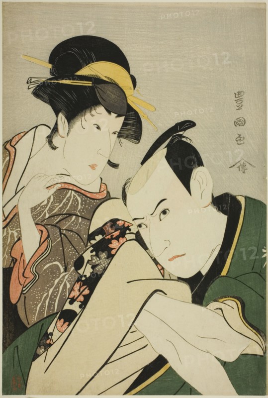Ichikawa Yaozo III in the Role of Takebe Genzo and Iwai Kiyotaro in the Role of Tonami, 1796.
