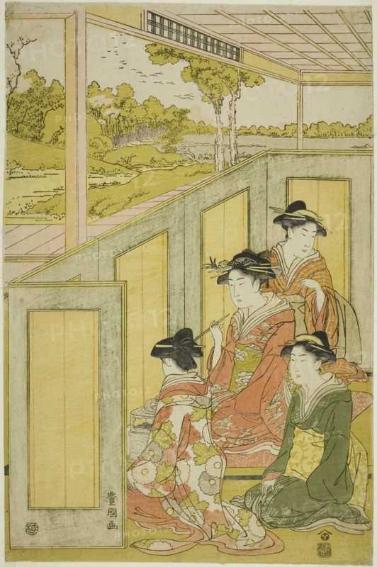 Ladies behind screen in a daimyo's mansion, n.d.