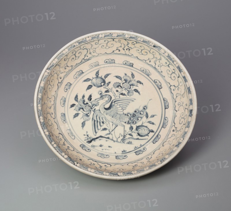 Dish with Peacock and Floral Motif, 15th century.