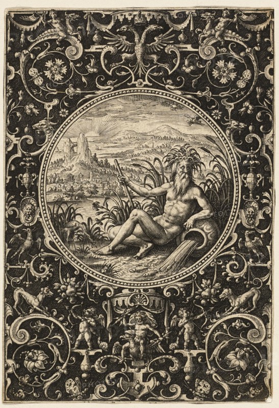 Neptune as a River God, plate two from The Judgment of Paris, 1575/1618.