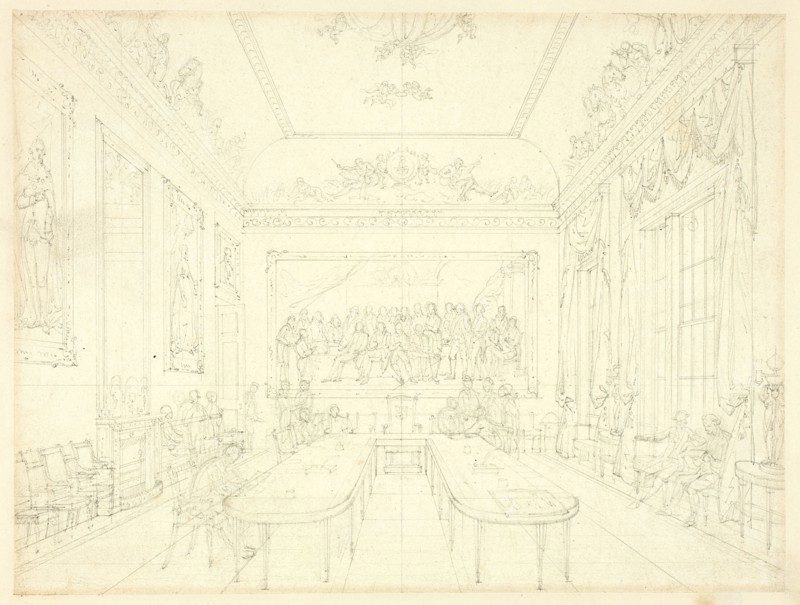 Study for Trinity House, from Microcosm of London (recto); Architectural Sketch of Row House Facades (verso), c. 1809.
