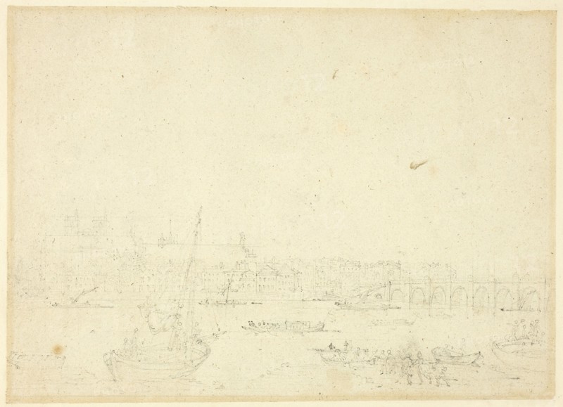 Study for View of Westminster Hall and Bridge, from Microcosm of London, c. 1810.