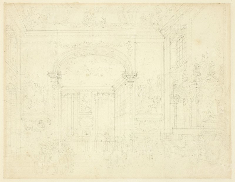 Study for Greenwich Hospital: The Painted Hall, from Microcosm of London, c. 1810.
