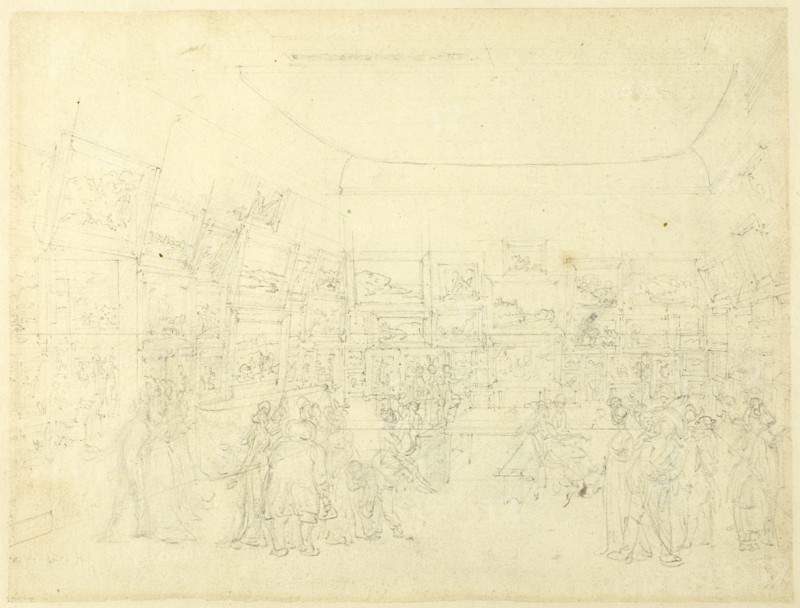 Study for Exhibition of Water Colored Drawings, Old Bond Steet, from Microcosm of London, c. 1808.