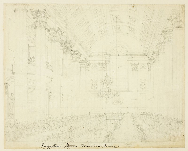 Study for Egyptian Hall Mansion House, from Microcosm of London, c. 1809.