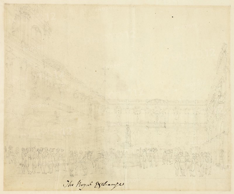 Study for The Royal Exchange, from Microcosm of London, c. 1809.