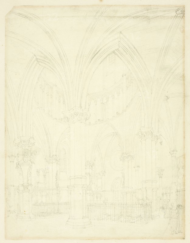 Study for Temple Church, from Microcosm of London, c. 1809.