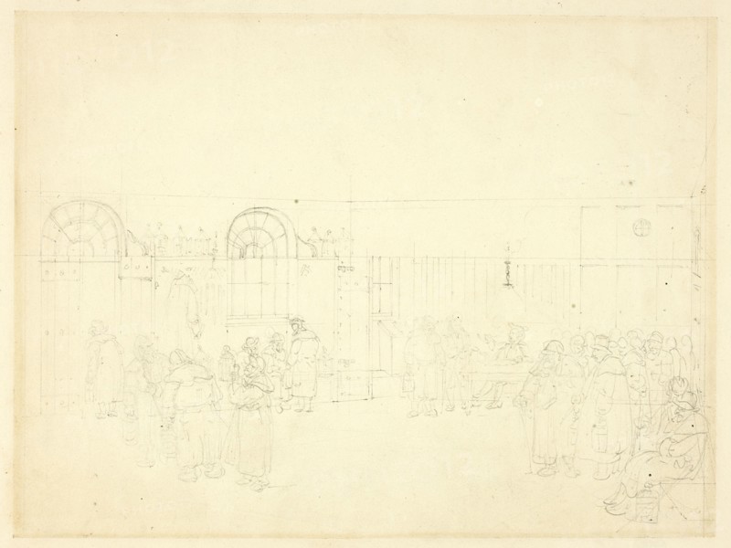 Study for Watch House, St. Mary Le Bone, from Microcosm of London, c. 1809.