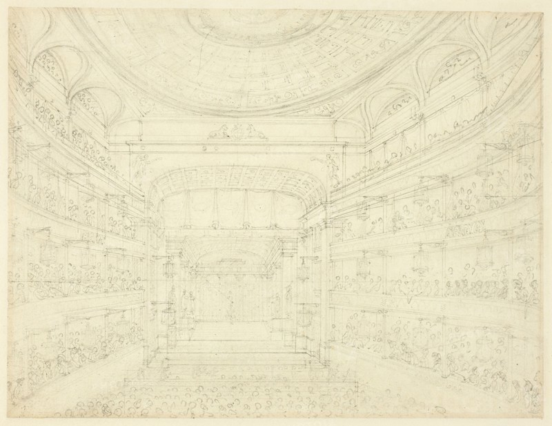 Study for New Covent Garden Theater, from Microcosm of London, c. 1810.