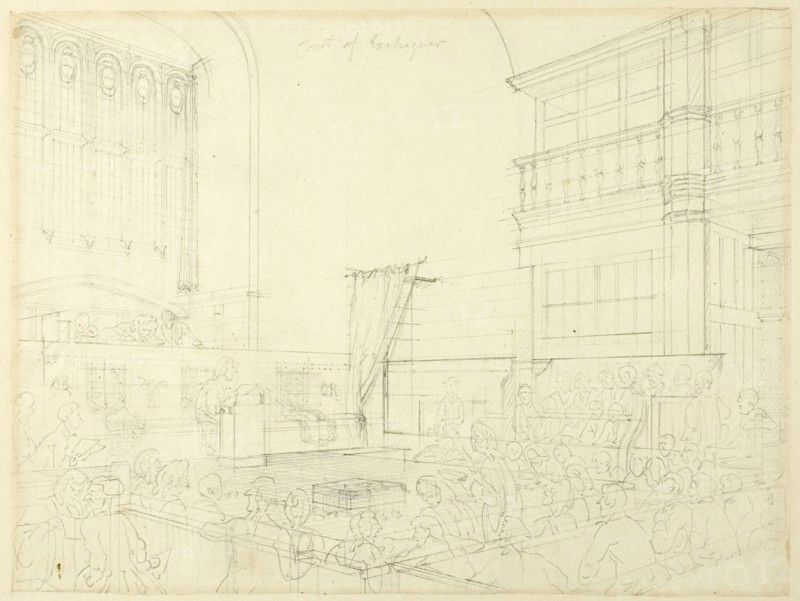 Study for Court of Exchequer, from Microcosm of London, c. 1808.