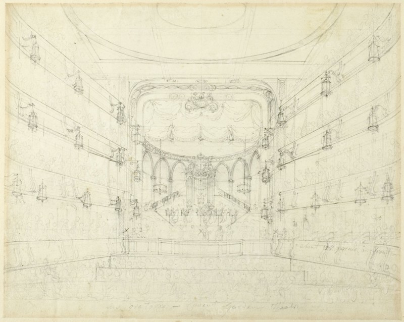 Study for An Oratorio-Covent Garden Theater, from Microcosm of London, c. 1808.