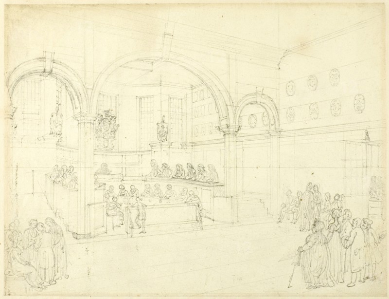 Study for Doctor's Commons, from Microcosm of London, c. 1808.