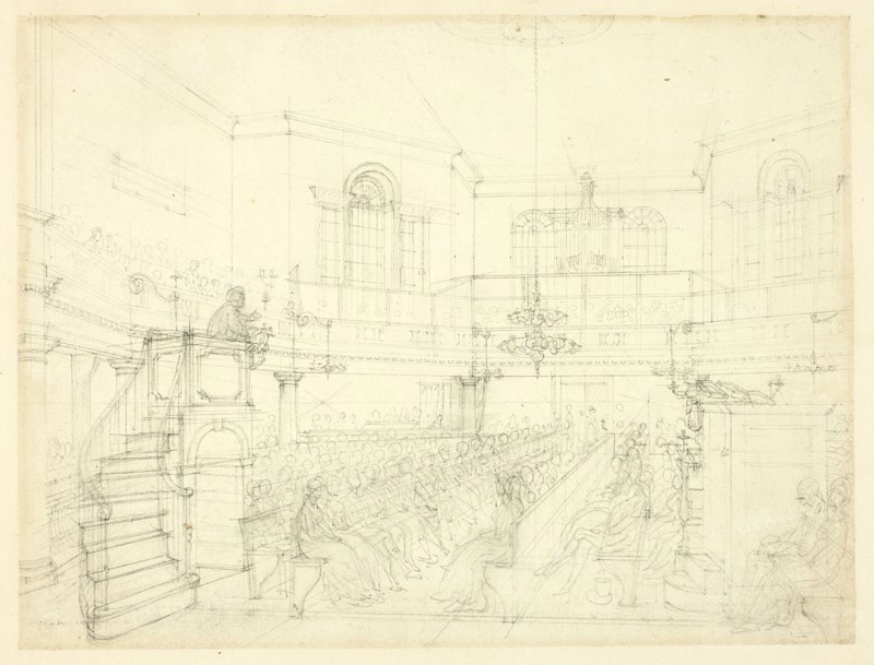 Study for The Magdalen Chapel, from Microcosm of London, c. 1809.
