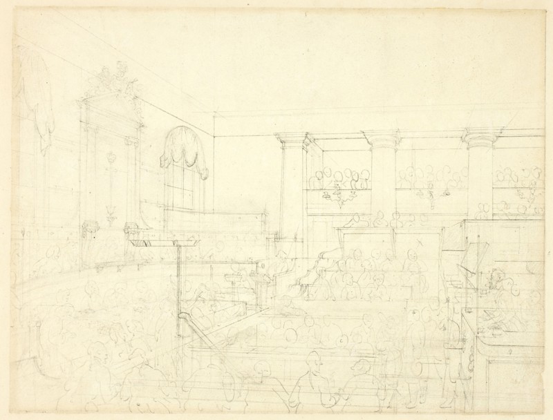 Study for Old Bailey, from Microcosm of London, c. 1809.
