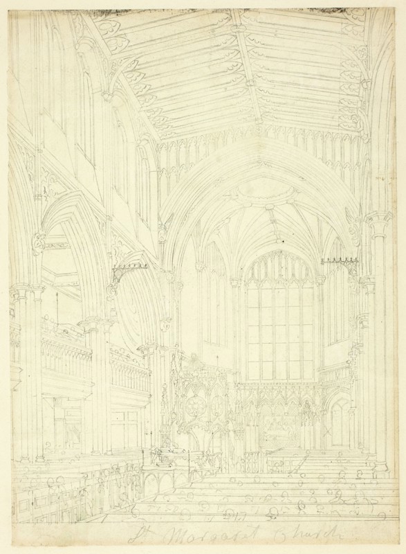 Study for St. Margaret's Church, from Microcosm of London, c. 1809.