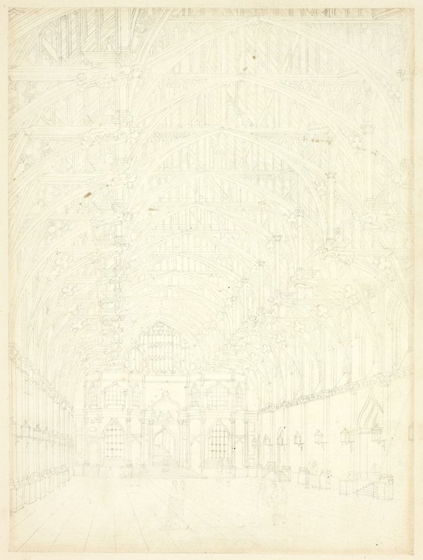 Study for Westminster Hall, from Microcosm of London, c. 1809.