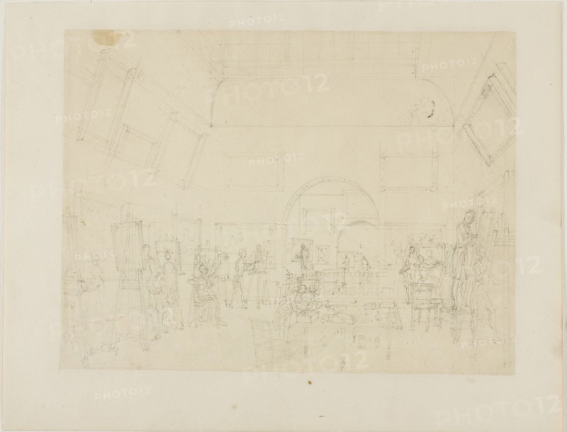 Study for British Institution, Pall Mall, from Microcosm of London, c. 1808.