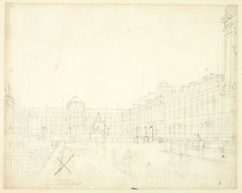 Study for Somerset House, Strand, from Microcosm of London, c. 1809.